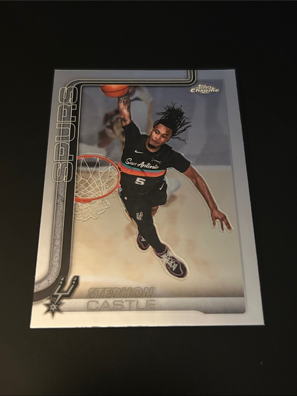 San Antonio Spurs Stephon Castle Topps Chrome Basketball Card